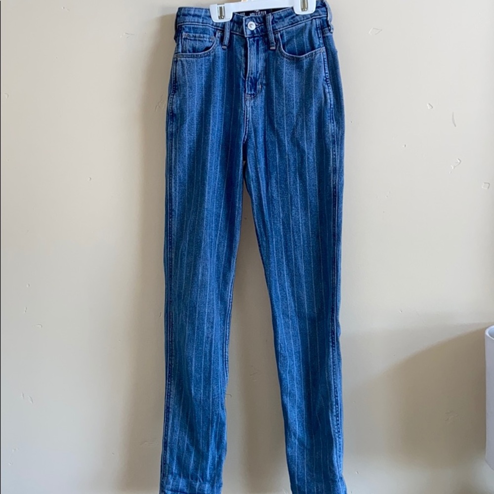 Light washed jeans with very light white stripes!